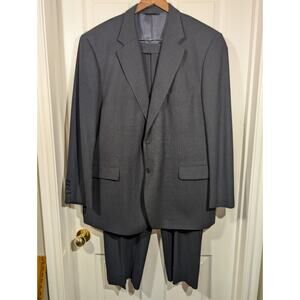 Brooks Brothers Stretch Men 2 Pc. Wool Suit 46R Navy Pants 42x31 Pleated Cuffed